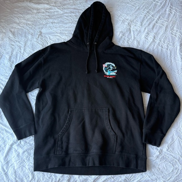Cove Black Sweatshirt Hoodie with Logo Comin In Hot Shark Skeleton - Picture 1 of 7